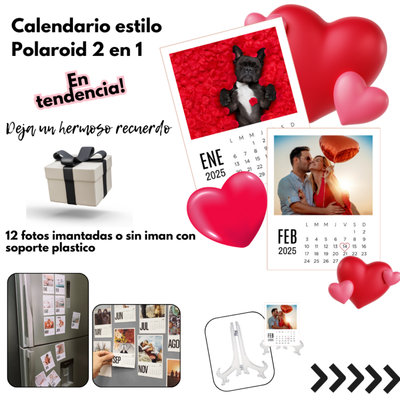 Calendario Estilo Polaroid 2en1 En Tendencia Con O Sin Imán